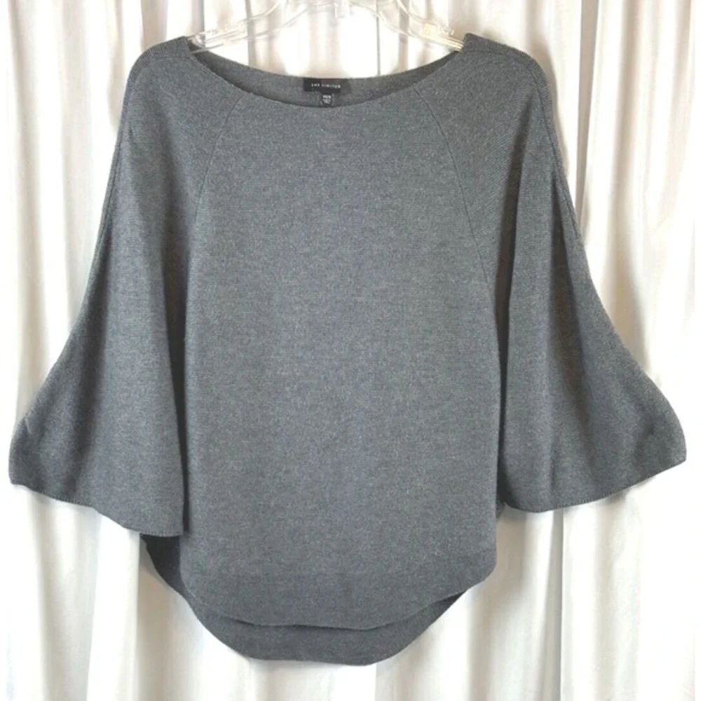 The Limited Gray Boat‎ Neck Batwing Sleeve Poncho Sweater XS/S Oversized 66-23